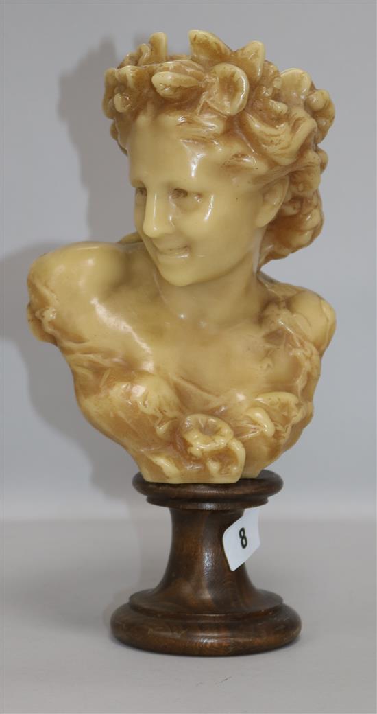 A wax bust after Carpeau height 28cm